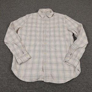 Lucky Brand Shirt Mens Large Gray Plaid Long Sleeve Button Up Classic Pockets